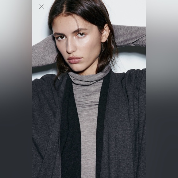 ZARA NWT Woman Medium Wool Blend CAPE with Asymmetric Front & Hem Shawl Gray - Picture 6 of 9